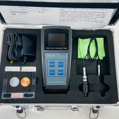 HEC-101 60 كيلو هرتز إيدي الحالي اختبار الموصلية الكهربائية٪ IACS MS / م وحدة مزدوجة تعويض درجة الحرارة التلقائي الألومنيوم سبائك النحاس الموصلية متر