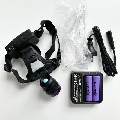 المصباح الأمامي للجسيمات المغناطيسية الفلوريسنتية UV DG-3101S مع طول موجة ذروة من 365-370nm و 2pcs من 18650 بطارية الليثيوم