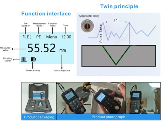 TG-100B High Precision PE and VERI Ultrasonic Measurement Thickness Gauge
