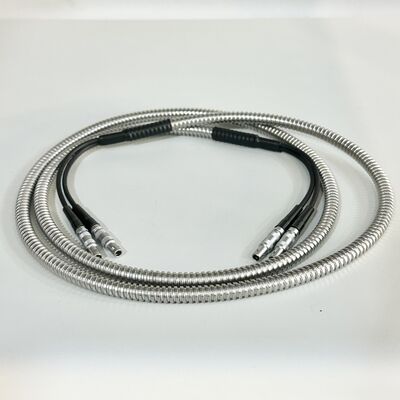 كابل Lemo 00-Lemo 00 TR عالي الحرارة مع غطاء فولاذي لآلة كشف العيوب بالموجات فوق الصوتية